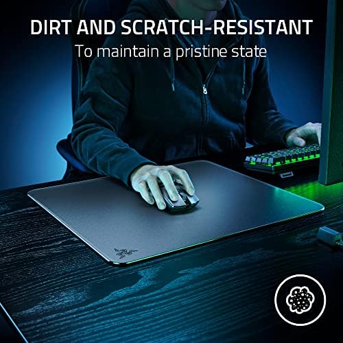 Razer Atlas Tempered Glass Gaming Mouse Mat  Ultra Smooth Micro Etched Surface   Dirt and Scratch Resistant   Anti Slip Base   Quiet Mouse Movements   Black