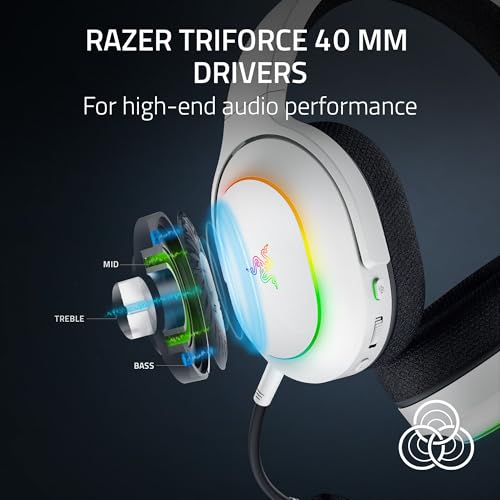 Razer Barracuda X Chroma Wireless Gaming Headset  2 4GHz Wireless & Bluetooth   Lightweight   Chroma RGB   40mm Drivers   Cardioid Mic   70 Hr Battery   for PC  Mac  PS5  Switch 2  Smartphone   White