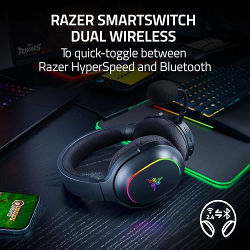 Razer Barracuda X Chroma Wireless Gaming Headset  2 4GHz Wireless & Bluetooth   Lightweight   Chroma RGB   40mm Drivers   Cardioid Mic   70 Hr Battery   for PC  Mac  PS5  Switch 2  Smartphone   White