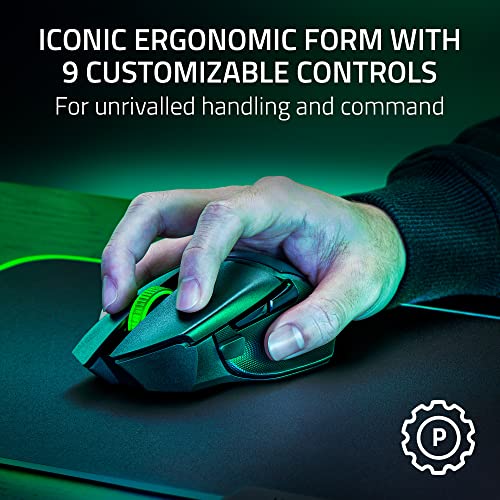 Razer Basilisk V3 X HyperSpeed Customizable Wireless Gaming Mouse  Mechanical Switches Gen 2 5G Advanced 18K Optical Sensor   Chroma RGB 9 Programmable Controls 535 Hr Battery Classic Black