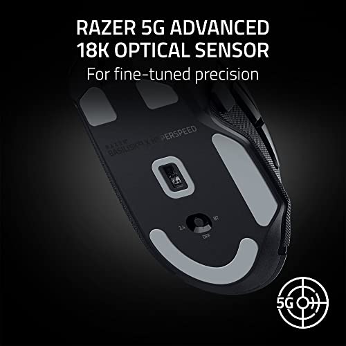 Razer Basilisk V3 X HyperSpeed Customizable Wireless Gaming Mouse  Mechanical Switches Gen 2 5G Advanced 18K Optical Sensor   Chroma RGB 9 Programmable Controls 535 Hr Battery Classic Black