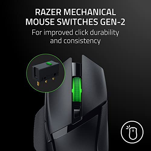 Razer Basilisk V3 X HyperSpeed Customizable Wireless Gaming Mouse  Mechanical Switches Gen 2 5G Advanced 18K Optical Sensor   Chroma RGB 9 Programmable Controls 535 Hr Battery Classic Black
