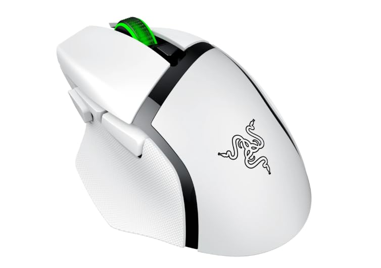 Razer Basilisk V3 X HyperSpeed Customizable Wireless Gaming Mouse  Mechanical Switches Gen 2 5G Advanced 18K Optical Sensor   Chroma RGB   9 Programmable Controls   White  Renewed 
