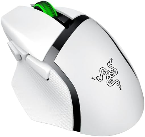 Razer Basilisk V3 X HyperSpeed Customizable Wireless Gaming Mouse  Mechanical Switches Gen 2 5G Advanced 18K Optical Sensor   Chroma RGB   9 Programmable Controls   White  Renewed
