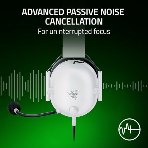 Razer BlackShark V2 X Gaming Headset   White   3 5mm Jack   Compatible w/Xbox Series X S  PS5  PC  Switch   Cardioid Mic  Noise Isolating Earcups  Renewed