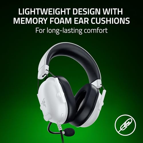 Razer BlackShark V2 X Gaming Headset   White   3 5mm Jack   Compatible w/Xbox Series X S  PS5  PC  Switch   Cardioid Mic  Noise Isolating Earcups  Renewed