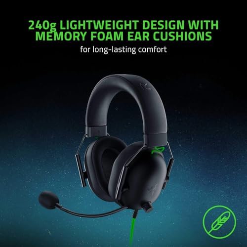 Razer BlackShark V2 X Gaming Headset  7 1 Surround Sound   50mm Drivers   Memory Foam Cushion   For PC  PS4  PS5  Switch   3 5mm Audio Jack   Black