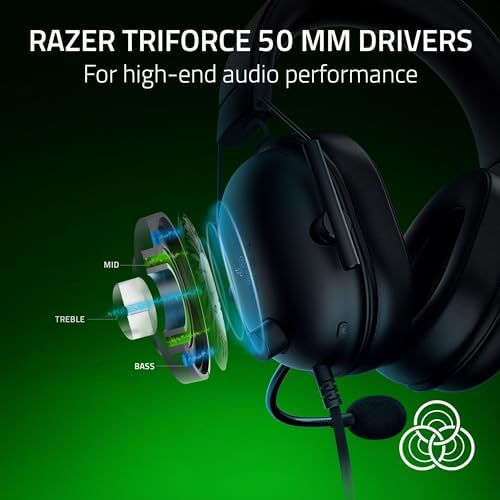 Razer BlackShark V2 X Gaming Headset  7 1 Surround Sound   50mm Drivers   Memory Foam Cushion   For PC  PS4  PS5  Switch   3 5mm Audio Jack   Black