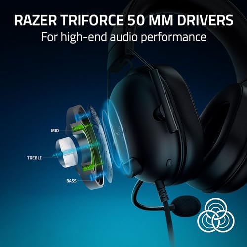 Razer BlackShark V2 X Gaming Headset  7 1 Surround Sound   50mm Drivers   Memory Foam Cushion   For PC  PS4  PS5  Switch   3 5mm Audio Jack   Black