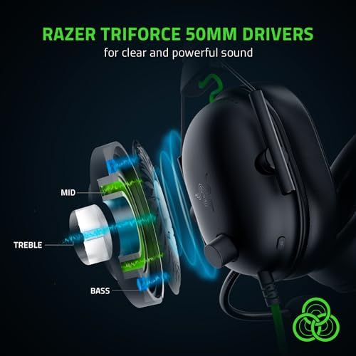 Razer BlackShark V2 X Gaming Headset  7 1 Surround Sound   50mm Drivers   Memory Foam Cushion   For PC  PS4  PS5  Switch   3 5mm Audio Jack   Black