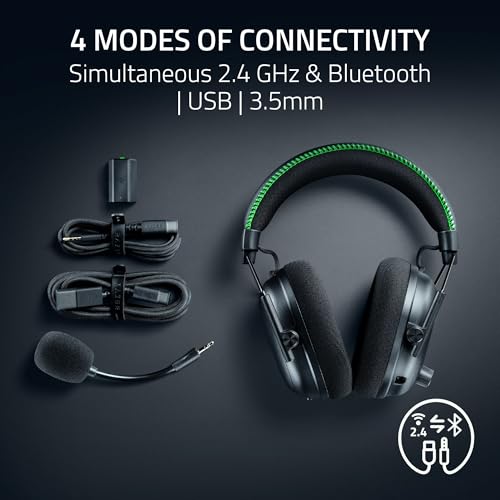 Razer BlackShark V3 Pro Wireless ANC Gaming Headset for Xbox: Full Band Mic - 50mm Drivers - 2.4 GHz, Bluetooth, USB, 3.5mm - Works with PC, Mac, PS5, Nintendo Switch - Long Battery Life - Black