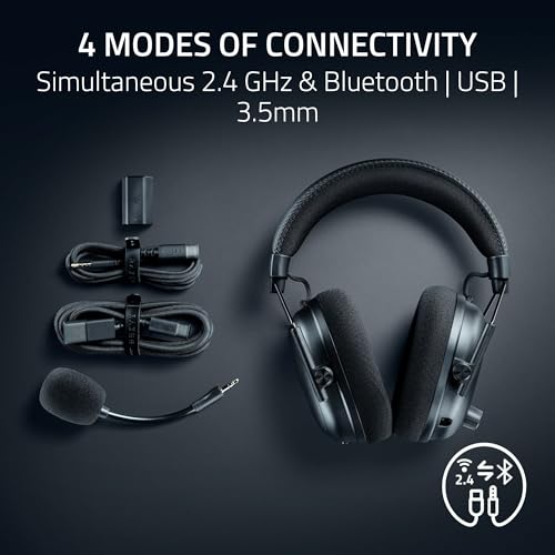 Razer BlackShark V3 Pro Wireless ANC Gaming Headset for Xbox: Full Band Mic - 50mm Drivers - 2.4 GHz, Bluetooth, USB, 3.5mm - Works with PC, Mac, PS5, Nintendo Switch - Long Battery Life - Black
