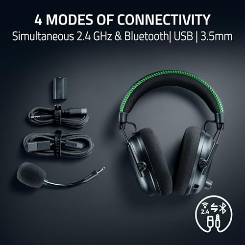 Razer BlackShark V3 Pro Wireless ANC Gaming Headset for Xbox: Full Band Mic - 50mm Drivers - 2.4 GHz, Bluetooth, USB, 3.5mm - Works with PC, Mac, PS5, Nintendo Switch - Long Battery Life - Black