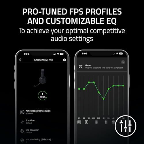 Razer BlackShark V3 Pro Wireless ANC Gaming Headset for PC  Full Band Mic   50mm Drivers   2 4 GHz  Bluetooth  USB  3 5mm   Works with Mac  PS5  Nintendo Switch  Smartphone   70 Hr Battery   Black