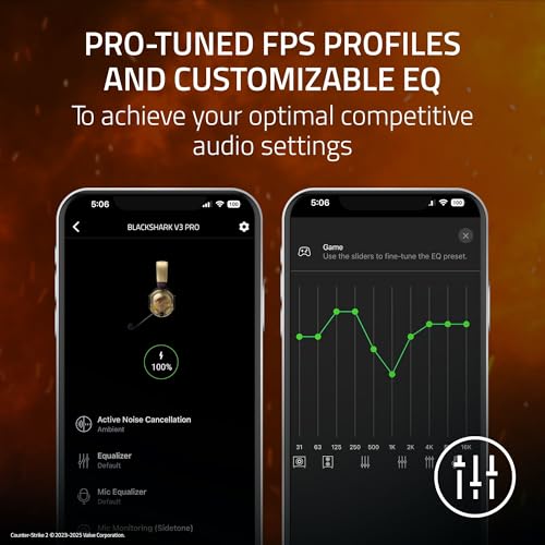 Razer BlackShark V3 Pro Wireless ANC Gaming Headset for PC  Full Band Mic   50mm Drivers   2 4 GHz  Bluetooth  USB  3 5mm   Works with Mac  PS5  Nintendo Switch  Smartphone   70 Hr Battery   Black