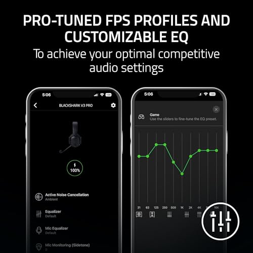 Razer BlackShark V3 Pro Wireless ANC Gaming Headset for PC  Full Band Mic   50mm Drivers   2 4 GHz  Bluetooth  USB  3 5mm   Works with Mac  PS5  Nintendo Switch  Smartphone   70 Hr Battery   Black