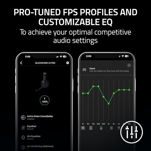 Razer BlackShark V3 Pro Wireless ANC Gaming Headset for PC  Full Band Mic   50mm Drivers   2 4 GHz  Bluetooth  USB  3 5mm   Works with Mac  PS5  Nintendo Switch  Smartphone   70 Hr Battery   Black