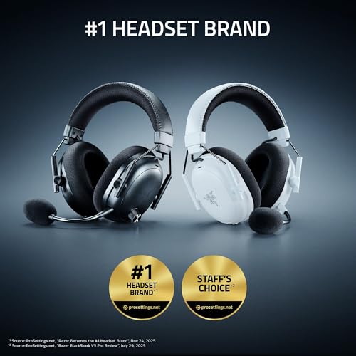 Razer BlackShark V3 Pro Wireless ANC Gaming Headset for PC  Full Band Mic   50mm Drivers   2 4 GHz  Bluetooth  USB  3 5mm   Works with Mac  PS5  Nintendo Switch  Smartphone   70 Hr Battery   Black