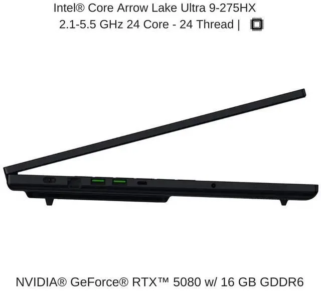 Razer Blade 18  2025  Black  18" Dual UHD  240Hz / FHD  440Hz  2 1 GHz Ultra 9 275HX   RTX 5090  96 GB DDR5 RAM  4 TB PCIe SSD  Windows 11 Home