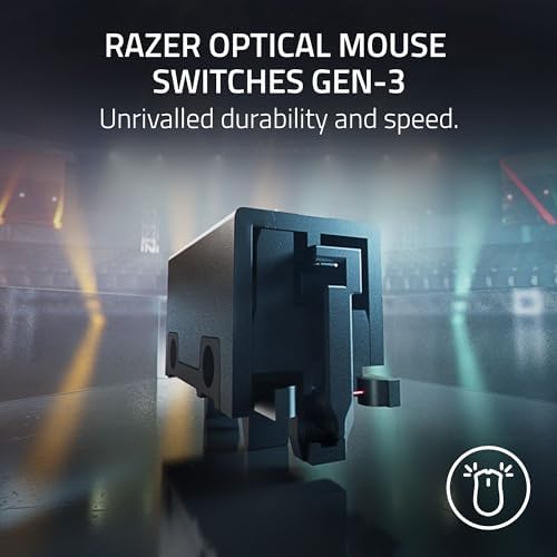 Razer DeathAdder V3 HyperSpeed Wireless Gaming Mouse  55g Lightweight   USB C Charging   Up to 100 Hr Battery   Advanced 26K Optical Sensor   Gen 3 Optical Switches   8 Programmable Controls   Black