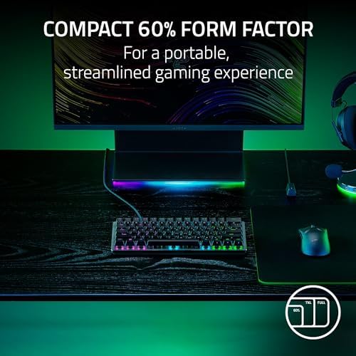 Razer Huntsman V3 Pro Esports Gaming Keyboard  Analog Optical Switches   Razer Snap Tap   Rapid Trigger   Adjustable Actuation   Media Keys & Dial   Doubleshot PBT Keycaps   Wrist Rest   Black