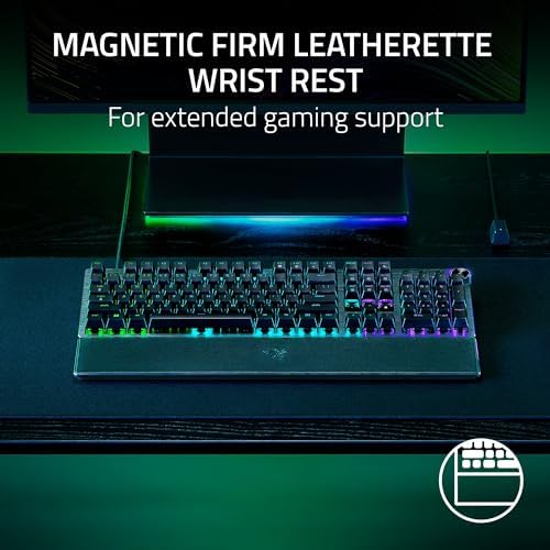 Razer Huntsman V3 Pro Esports Gaming Keyboard  Analog Optical Switches   Razer Snap Tap   Rapid Trigger   Adjustable Actuation   Media Keys & Dial   Doubleshot PBT Keycaps   Wrist Rest   Black