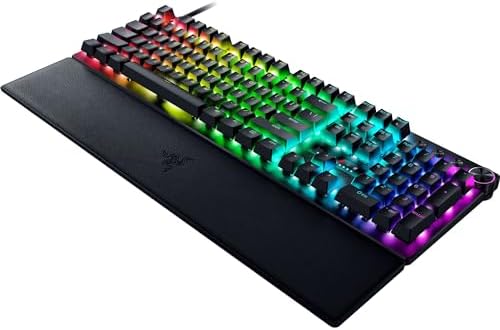 Razer Huntsman V3 Pro Esports Gaming Keyboard  Analog Optical Switches   Razer Snap Tap   Rapid Trigger   Adjustable Actuation   Media Keys & Dial   Doubleshot PBT Keycaps   Wrist Rest   Black