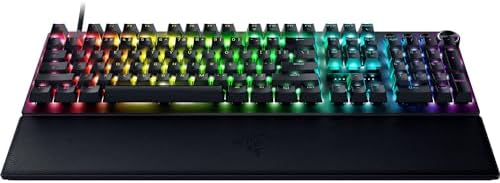 Razer Huntsman V3 Pro Esports Gaming Keyboard  Analog Optical Switches   Razer Snap Tap   Rapid Trigger   Adjustable Actuation   Media Keys & Dial   Doubleshot PBT Keycaps   Wrist Rest   Black