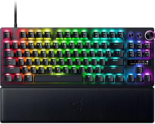 Razer Huntsman V3 Pro Esports Gaming Keyboard  Analog Optical Switches   Razer Snap Tap   Rapid Trigger   Adjustable Actuation   Media Keys & Dial   Doubleshot PBT Keycaps   Wrist Rest   Black
