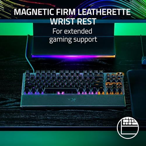 Razer Huntsman V3 Pro Esports Gaming Keyboard  Analog Optical Switches   Razer Snap Tap   Rapid Trigger   Adjustable Actuation   Media Keys & Dial   Doubleshot PBT Keycaps   Wrist Rest   Black