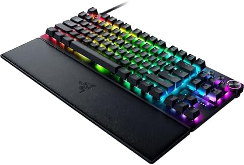 Razer Huntsman V3 Pro Esports Gaming Keyboard  Analog Optical Switches   Razer Snap Tap   Rapid Trigger   Adjustable Actuation   Media Keys & Dial   Doubleshot PBT Keycaps   Wrist Rest   Black