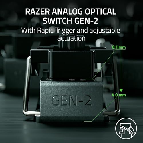 Razer Huntsman V3 Pro Esports Gaming Keyboard  Analog Optical Switches   Razer Snap Tap   Rapid Trigger   Adjustable Actuation   Media Keys & Dial   Doubleshot PBT Keycaps   Wrist Rest   Black