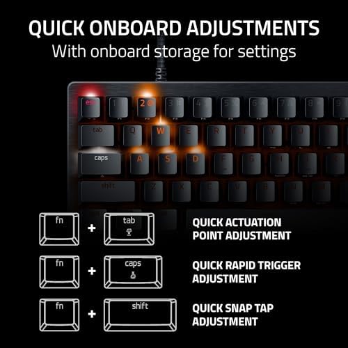Razer Huntsman V3 Pro Esports Gaming Keyboard  Analog Optical Switches   Razer Snap Tap   Rapid Trigger   Adjustable Actuation   Media Keys & Dial   Doubleshot PBT Keycaps   Wrist Rest   Black