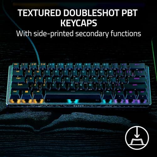 Razer Huntsman V3 Pro Esports Gaming Keyboard  Analog Optical Switches   Razer Snap Tap   Rapid Trigger   Adjustable Actuation   Media Keys & Dial   Doubleshot PBT Keycaps   Wrist Rest   Black