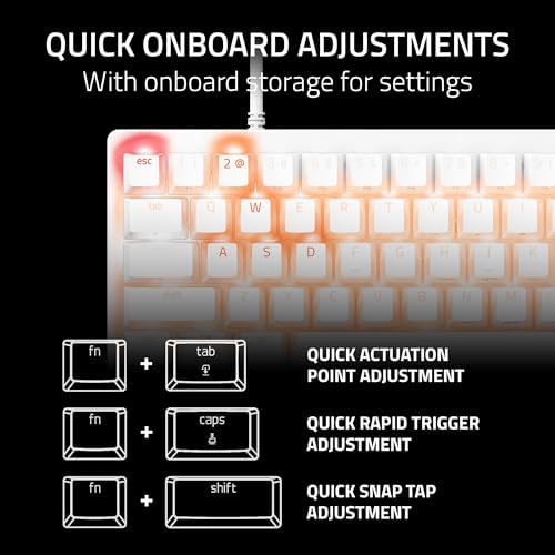 Razer Huntsman V3 Pro Esports Gaming Keyboard  Analog Optical Switches   Razer Snap Tap   Rapid Trigger   Adjustable Actuation   Media Keys & Dial   Doubleshot PBT Keycaps   Wrist Rest   Black