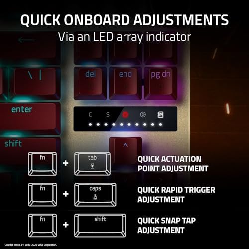 Razer Huntsman V3 Pro Esports Gaming Keyboard  Analog Optical Switches   Razer Snap Tap   Rapid Trigger   Adjustable Actuation   Media Keys & Dial   Doubleshot PBT Keycaps   Wrist Rest   Black