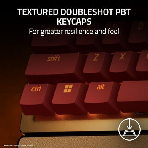 Razer Huntsman V3 Pro Esports Gaming Keyboard  Analog Optical Switches   Razer Snap Tap   Rapid Trigger   Adjustable Actuation   Media Keys & Dial   Doubleshot PBT Keycaps   Wrist Rest   Black