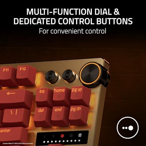 Razer Huntsman V3 Pro Esports Gaming Keyboard  Analog Optical Switches   Razer Snap Tap   Rapid Trigger   Adjustable Actuation   Media Keys & Dial   Doubleshot PBT Keycaps   Wrist Rest   Black