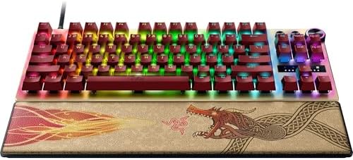 Razer Huntsman V3 Pro Esports Gaming Keyboard  Analog Optical Switches   Razer Snap Tap   Rapid Trigger   Adjustable Actuation   Media Keys & Dial   Doubleshot PBT Keycaps   Wrist Rest   Black