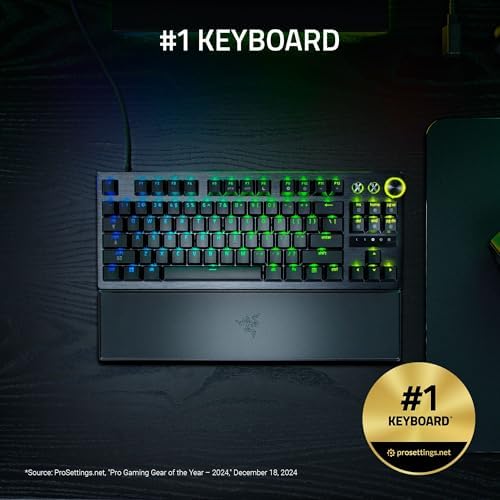 Razer Huntsman V3 Pro TKL 8KHz Esports Gaming Keyboard  Analog Optical Switches Gen 2 8000 Hz Polling Snap Tap   Rapid Trigger   Adjustable Actuation   Media Controls   PBT Keycaps   Black