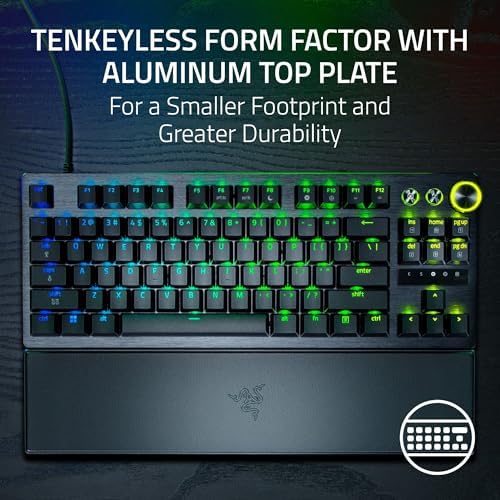 Razer Huntsman V3 Pro TKL 8KHz Esports Gaming Keyboard  Analog Optical Switches Gen 2 8000 Hz Polling Snap Tap   Rapid Trigger   Adjustable Actuation   Media Controls   PBT Keycaps   Black