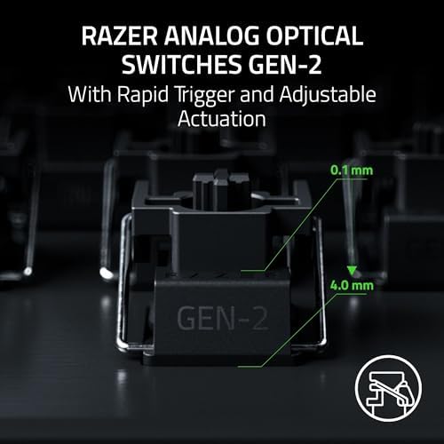 Razer Huntsman V3 Pro TKL 8KHz Esports Gaming Keyboard  Analog Optical Switches Gen 2 8000 Hz Polling Snap Tap   Rapid Trigger   Adjustable Actuation   Media Controls   PBT Keycaps   Black