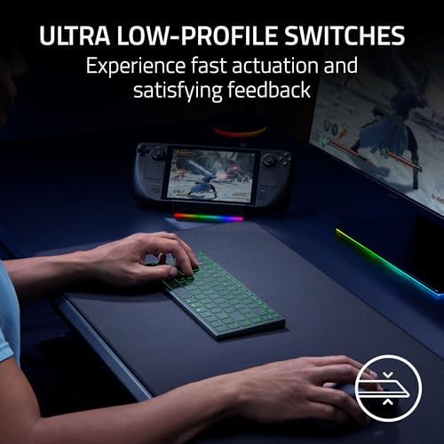 Razer Joro Portable Wireless Gaming Keyboard  Thin  Light  Compact   Chroma RGB   Low Profile Switches   Bluetooth   Long Battery Life   Snap Tap   For PC & Mac Laptops  Steam Deck  Smartphone  Tablet