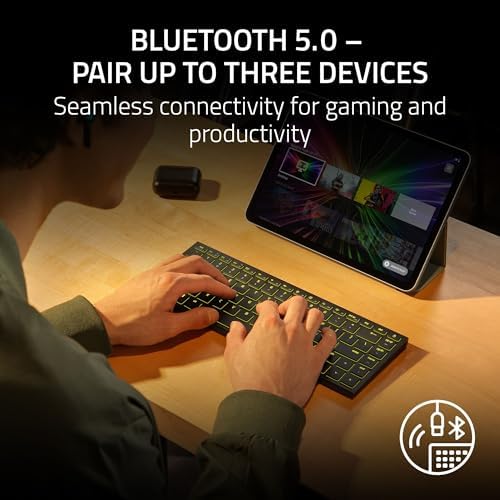 Razer Joro Portable Wireless Gaming Keyboard  Thin  Light  Compact   Chroma RGB   Low Profile Switches   Bluetooth   Long Battery Life   Snap Tap   For PC & Mac Laptops  Steam Deck  Smartphone  Tablet