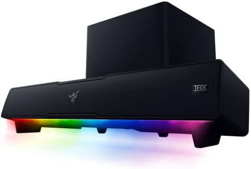 Razer Leviathan V2  Multi Driver PC Gaming Soundbar with Subwoofer   THX Spatial Audio   Compact Design   Chroma RGB   Bluetooth 5 2   for Desktop/Laptop  Smartphones  Tablets & Nintendo Switch