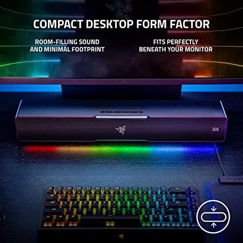 Razer Leviathan V2  Multi Driver PC Gaming Soundbar with Subwoofer   THX Spatial Audio   Compact Design   Chroma RGB   Bluetooth 5 2   for Desktop/Laptop  Smartphones  Tablets & Nintendo Switch
