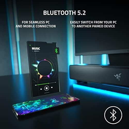 Razer Leviathan V2  Multi Driver PC Gaming Soundbar with Subwoofer   THX Spatial Audio   Compact Design   Chroma RGB   Bluetooth 5 2   for Desktop/Laptop  Smartphones  Tablets & Nintendo Switch