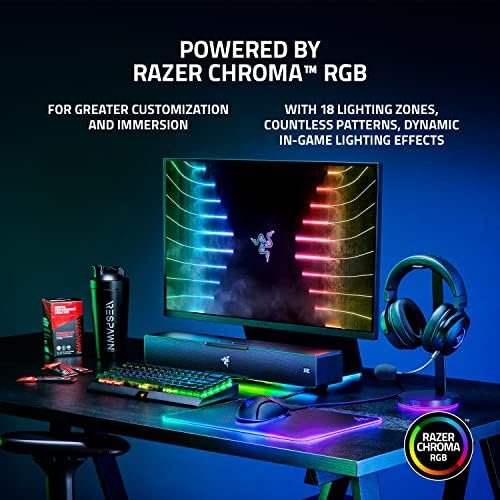 Razer Leviathan V2  Multi Driver PC Gaming Soundbar with Subwoofer   THX Spatial Audio   Compact Design   Chroma RGB   Bluetooth 5 2   for Desktop/Laptop  Smartphones  Tablets & Nintendo Switch