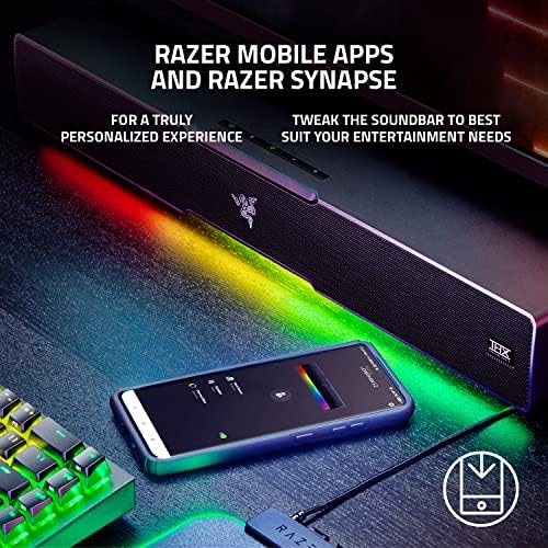 Razer Leviathan V2  Multi Driver PC Gaming Soundbar with Subwoofer   THX Spatial Audio   Compact Design   Chroma RGB   Bluetooth 5 2   for Desktop/Laptop  Smartphones  Tablets & Nintendo Switch
