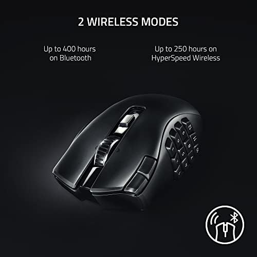 Razer Naga V2 HyperSpeed Wireless MMO Gaming Mouse  19 Programmable Buttons   HyperScroll Technology   Focus Pro 30K Optical Sensor   Mechanical Mouse Switches Gen 2   Up to 400 Hr Battery Life